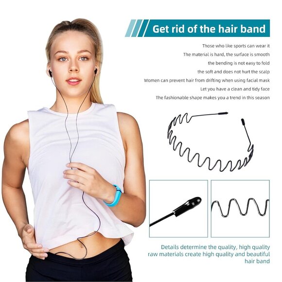 ⚡Men E-New 3pcs Metal Fashion Unisex Wavy Outdoor Simple Elastic Headbands - Picture 6 of 6